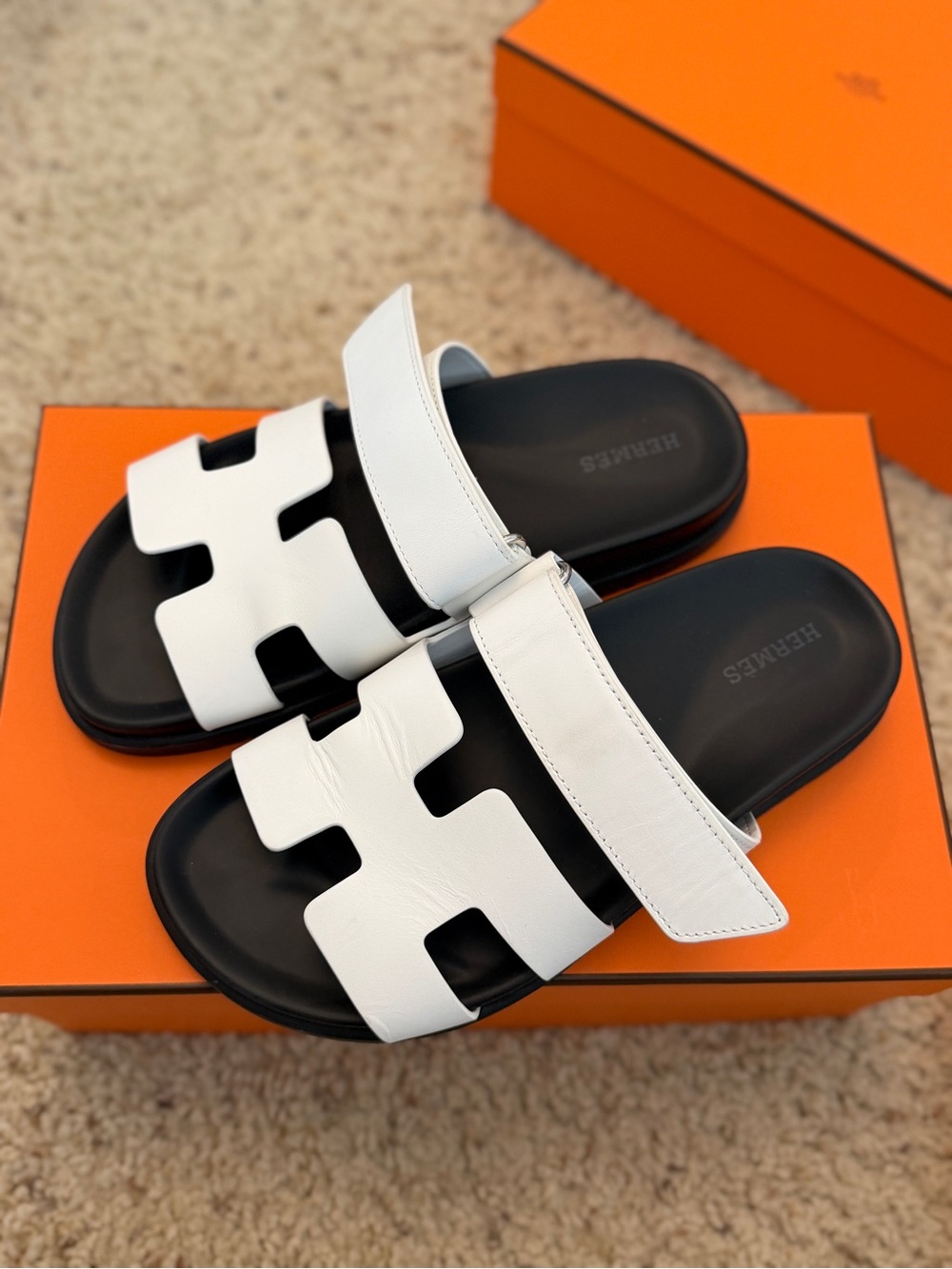 Hermès Women’s Chypre Sandals White Leather Size 36